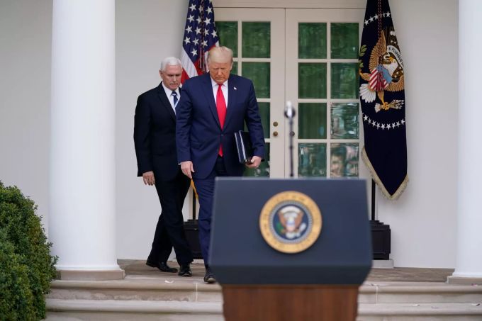 Donald Trump vor seiner Ansprache heute Freitag. Donald Trump