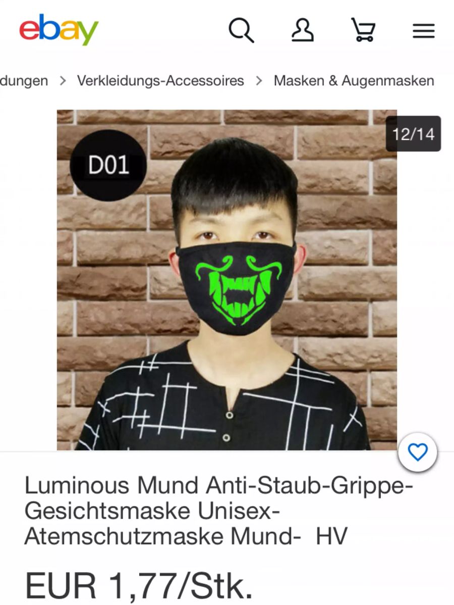 Auf Ebay gibt es gar Masken, die im dunklen leuchten.