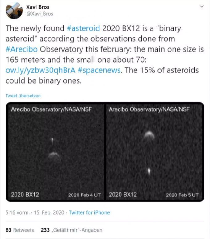 Zwei weitere Asteroide kamen der Erdumlaufbahn in den letzten Tagen näher. Asteroide