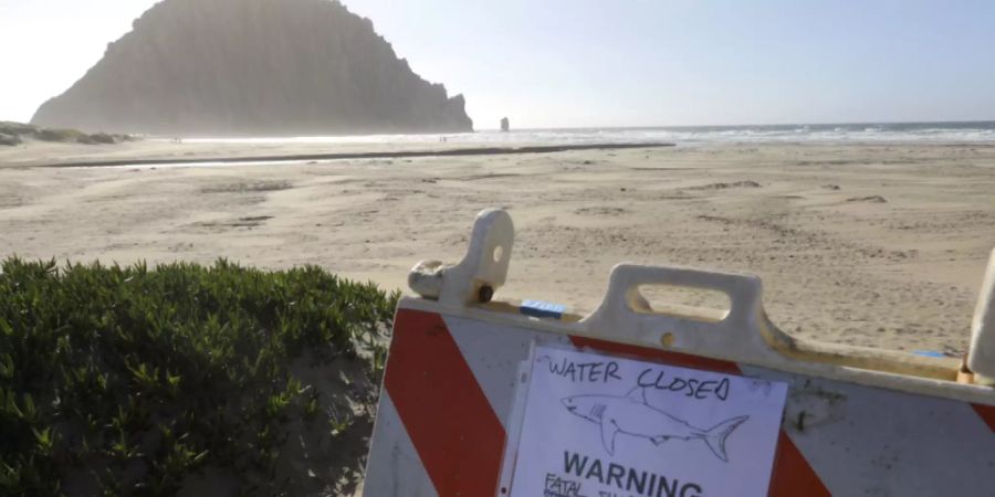 Ein Schild auf einem Parkplatz kündigt eine Strandsperrung an in Morro Bay, Kalifornien. Foto: David Middlecamp/The Tribune (of San Luis Obispo) via AP/dpa - ACHTUNG: Nur zur redaktionellen Verwendung und nur mit vollständiger Nennung des vorstehenden Credits