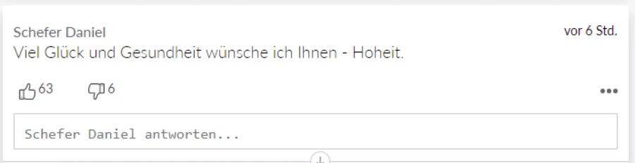 Daniel wünscht der Queen viel Glück und Gesundheit.