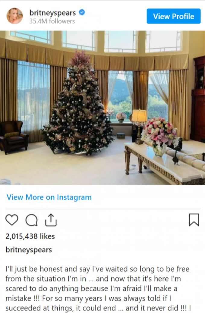 Britney Spears postete ein Foto ihres Weihnachtsbaums und einen langen Text mit einer Warnung an ihre Familie. Britney Spears