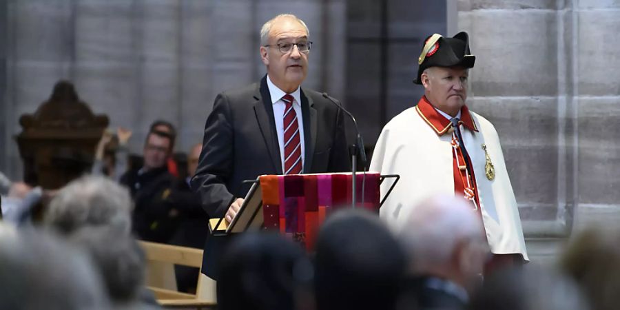 Bundesratspräsident Guy Parmelin als Festredner am oekumenischen Jubiläums-Gottesdienst der Basler Herbstmesse im Basler Münster.