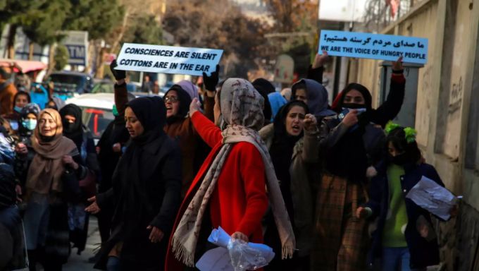 Die afghanischen Frauen demonstrieren in Kabul. Kabul