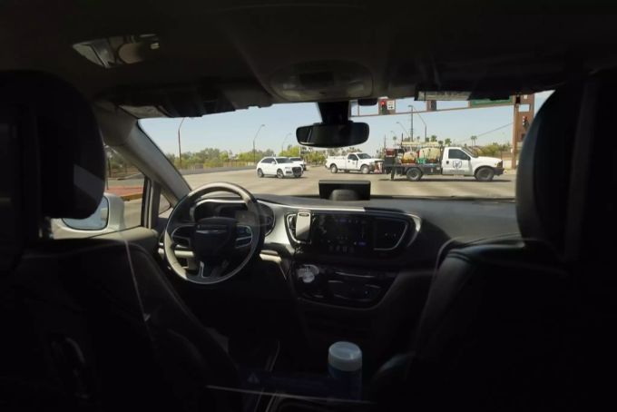 A Waymo driverless taxi on the streets of Phoenix. waymo
