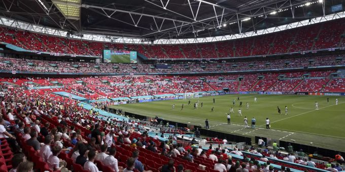 Das Wembley-Stadion bei der Partie zwischen England und Kroatien. Uefa Euro 2020