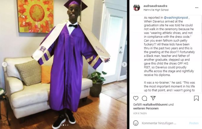 Daverius Peters mit den verbotenen Turnschuhen an seinen Füssen. Daverius Peters Good news