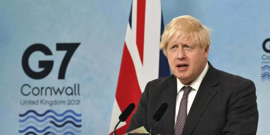 Der britische Premier Boris Johnson am letzten Tag des G7-Gipfels. Foto: Ben Stansall/Pool AFP/AP/dpa