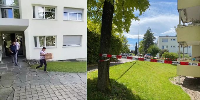 Hier verlässt Spurensicherung Wohnung in Zollikerberg. zollikon