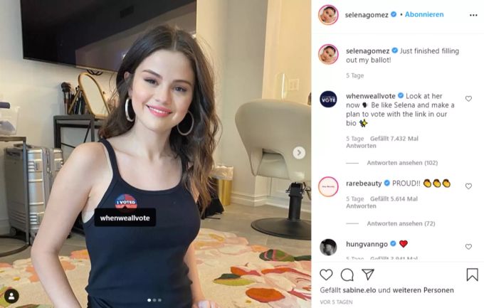 Selena Gomez hat das erste Mal an des US-Wahlen teilgenommen. Selena Gomez