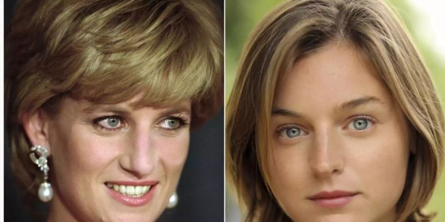 Lady Diana (l)und die Schauspielerin Emma Corrin (r). Foto: Faye Thomas/Netflix/AP/dpa