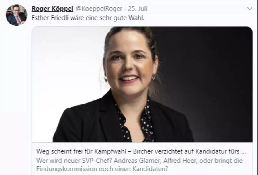 Roger Köppel Tweet Präsidium