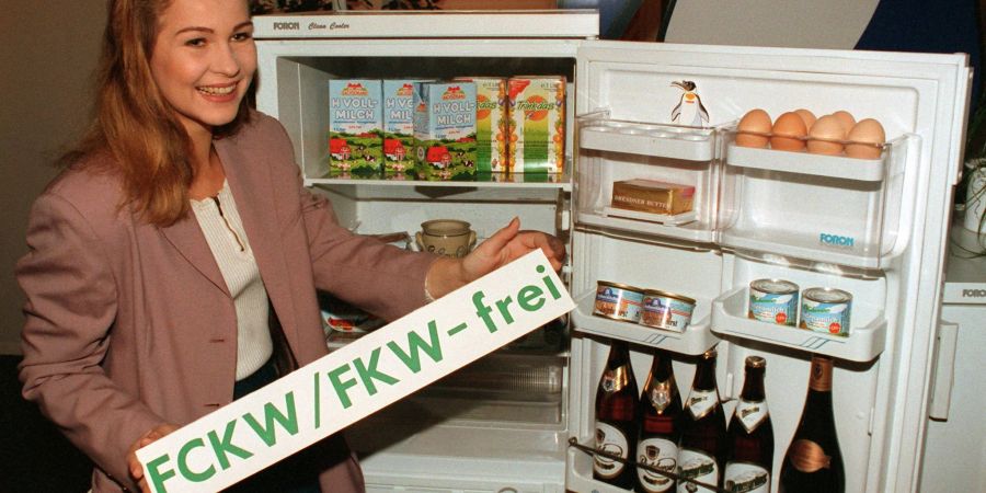 Im Februar 1993 in Köln wurde der erste FCKW/FKW-freie Kühlschrank präsentiert.