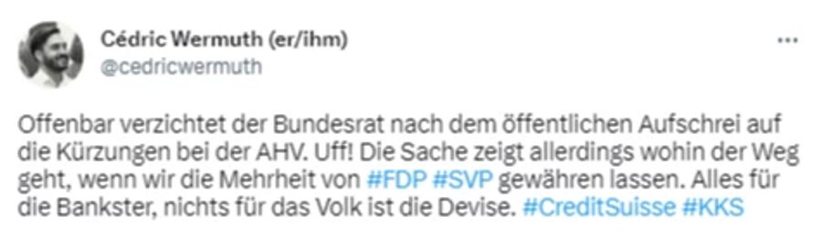 SP-Co-Parteipräsident Cédric Wermuth glaubt, dass der öffentliche Aufschrei die Pläne von Karin Keller-Sutter vereitelt hat.