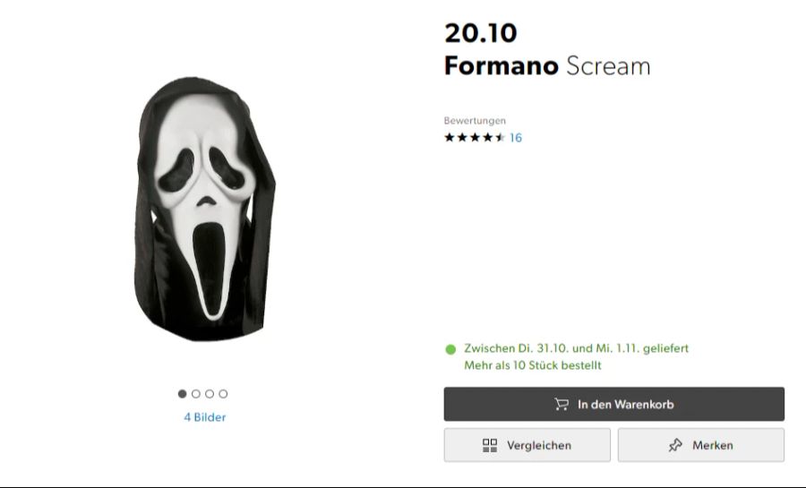 Erwachsene setzen eher auf diese «Scream»-Maske.