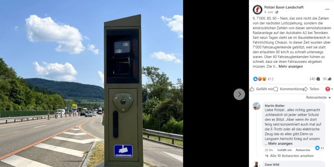 Diese Radaranlage sorgte für den Millionenertrag des Kanton Baselland. baselland