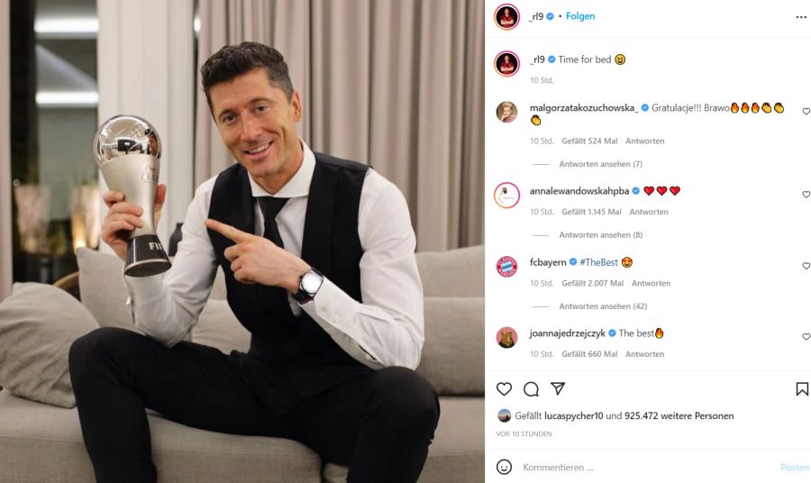 Robert Lewandowski schnappt sich indes den Weltfussballer-Titel.