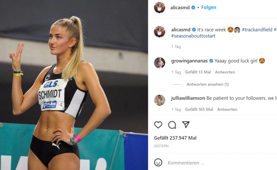 Alica Schmidt freut sich auf den Saisonstart.