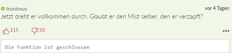 «Ironimus» glaubt, dass Putin jetzt vollkommen durchdreht.