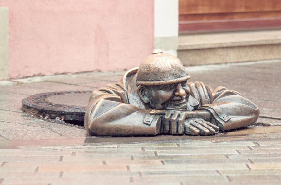 Bronze Skulptur Pause Kanalarbeiter Gully