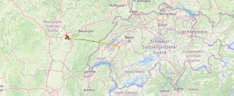 Um diesen Flug soll es sich handeln: Alain Berset sei mit einer Cessna ab Freiburg Richtung Frankreich geflogen und in der Region Besançon erstmals gelandet.