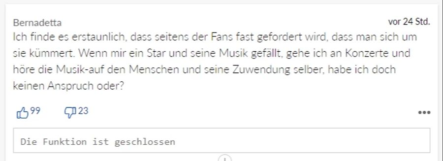 «Bernadetta» versteht die ganze Aufregung auf Seiten der Fans nicht.
