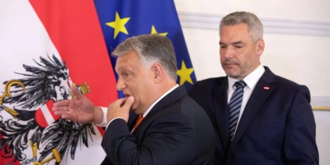 Orban und Nehammer (r.) in Wien Orban und Nehammer (r.) in Wien