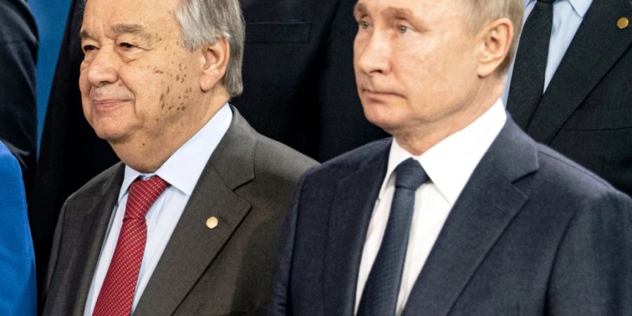 ARCHIV - Auf der Moskau-Agenda von UN-Chef Guterres (links) steht auch ein Treffen mit Russlands Präsident Putin. Foto: Fabian Sommer/dpa