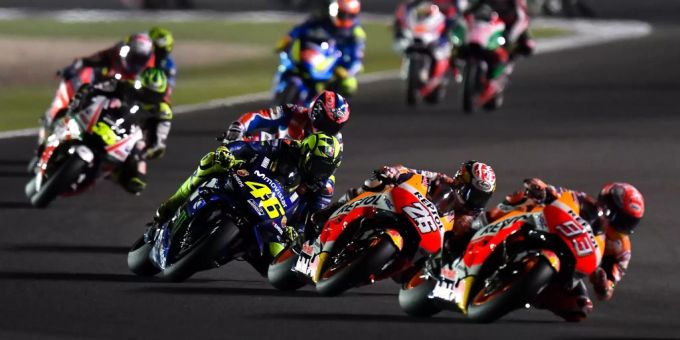 Piloten der MotoGP auf dem Losail International Circuit in Doha, Katar. MotoGP doha