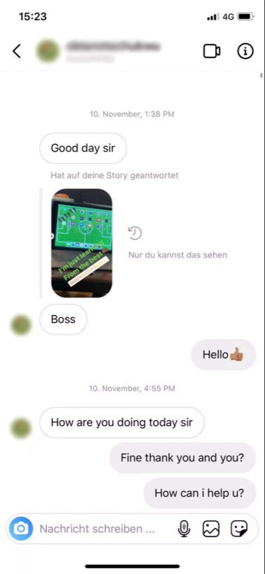 Diese Nachrichten schickte das Betrugsopfer auf Instagram an Patrick Bengondo.