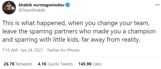 Khabib Nurmagomedov wendet sich nach UFC 257 an seinen Erzrivalen Conor McGregor. Conor McGregor