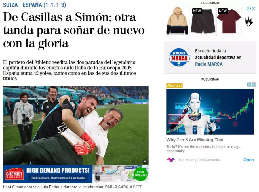 Die spanische Tageszeitung «El Mundo» schreibt, dass Unai Simón die Spanier wieder von Ruhm träumen lässt.