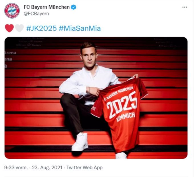 Bayern München verkündet die Verlängerung mit Joshua Kimmich. Bayern München