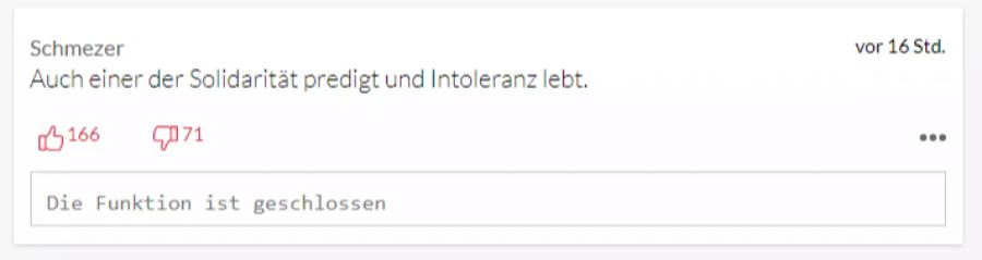 Dieser User fordert mehr Toleranz gegenüber Andersdenkenden.