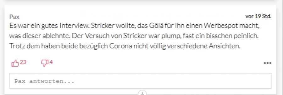 Nicht so ganz sicher ist sich dieser Leser, was die Ansichten von Gölä angehen.