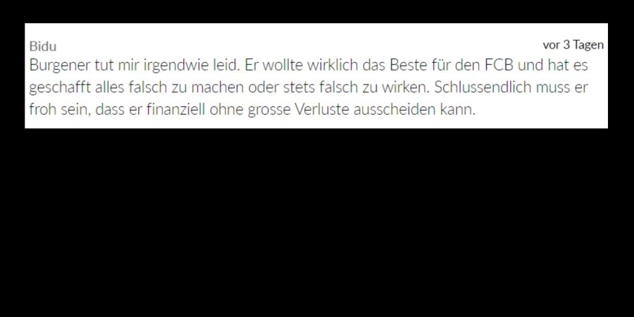 Einige Leser, wie etwa Bidu, haben vor allem Mitleid mit Burgener.