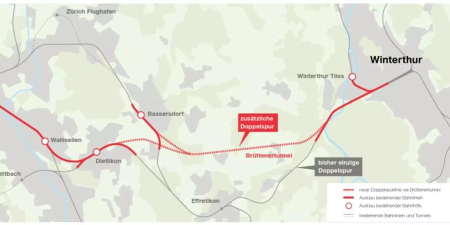 Übersichtskarte Brüttenertunnel.