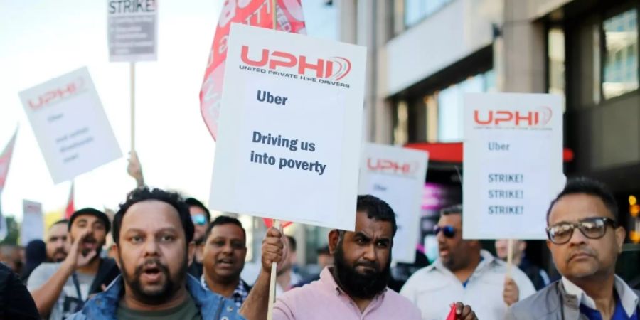 Protest von Uber-Fahrern in Grossbritannien