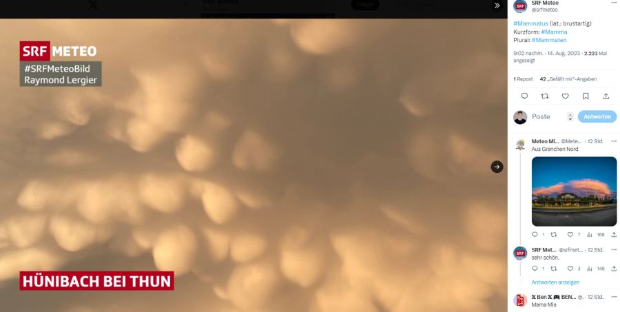 «SRF Meteo» postet ein Bild aus Hünibach bei Thun.