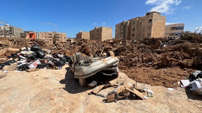 In der libyschen Küstenstadt Darna ist es durch die Überschwemmungen zu massiven Schäden gekommen. Libyen