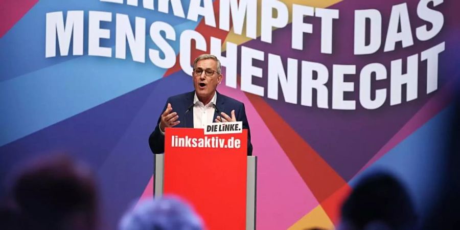 Bernd Riexinger bei seiner Rede auf dem Europawahl-Parteitag in Bonn. Foto: Oliver Berg