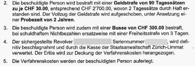 Der ursprüngliche gefällte Entscheid zum Einzug der Waffe wurde in zweiter Instanz gekehrt. Waffenrecht Kiener Nellen Urteil