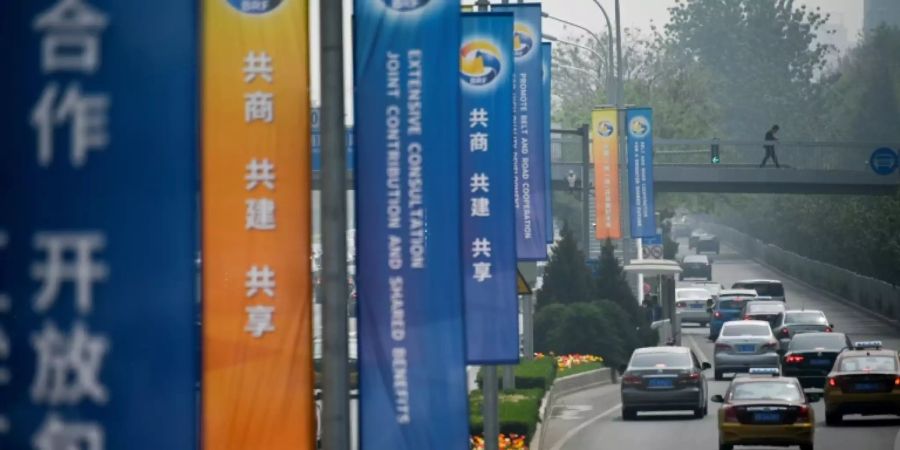 Werbebanner für Konferenz in Peking