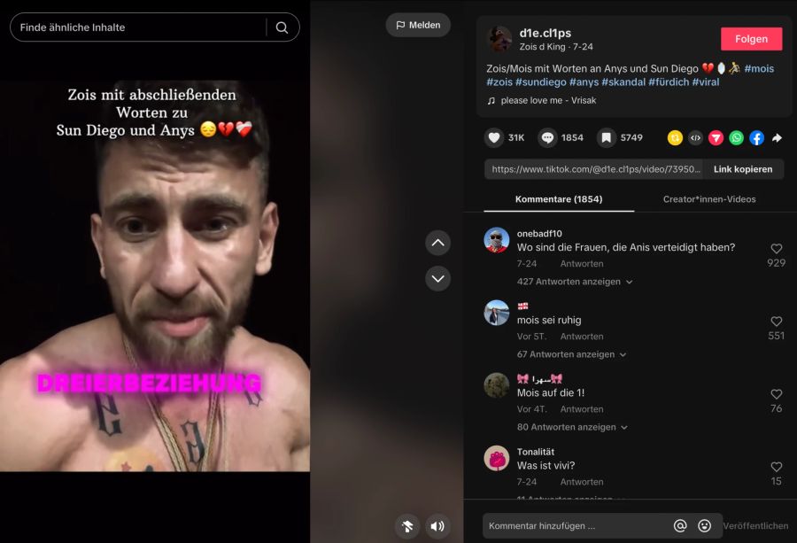 Rapper und Youtuber Mois richtet sich seit der Trennung von seiner Frau in unzähligen Videos an seine Fans.