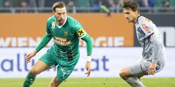Guido Burgstaller im Einsatz für Rapid Wien am 10. November 2024. Guido Burgstaller