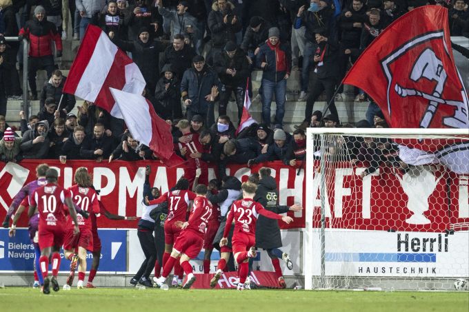 Nach dem Sieg gegen Lugano gab es beim FC Biel kein Halten mehr. FC Biel