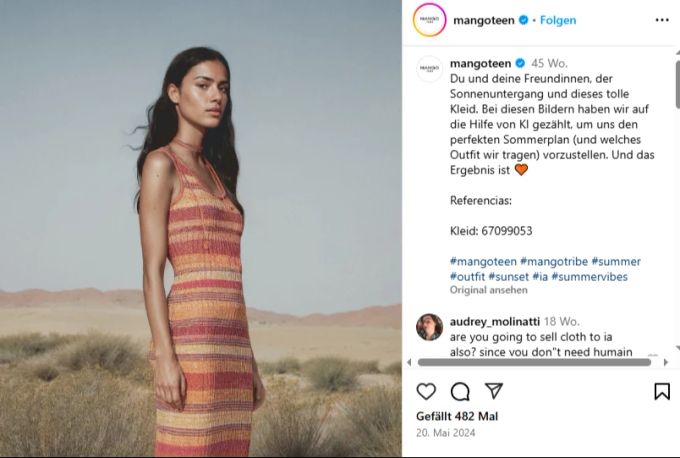 Mango sorgte im letzten Frühling für Aufsehen, als man verkündete, dass man bei Bildern auf KI-Influencer setzt. ki-influencer