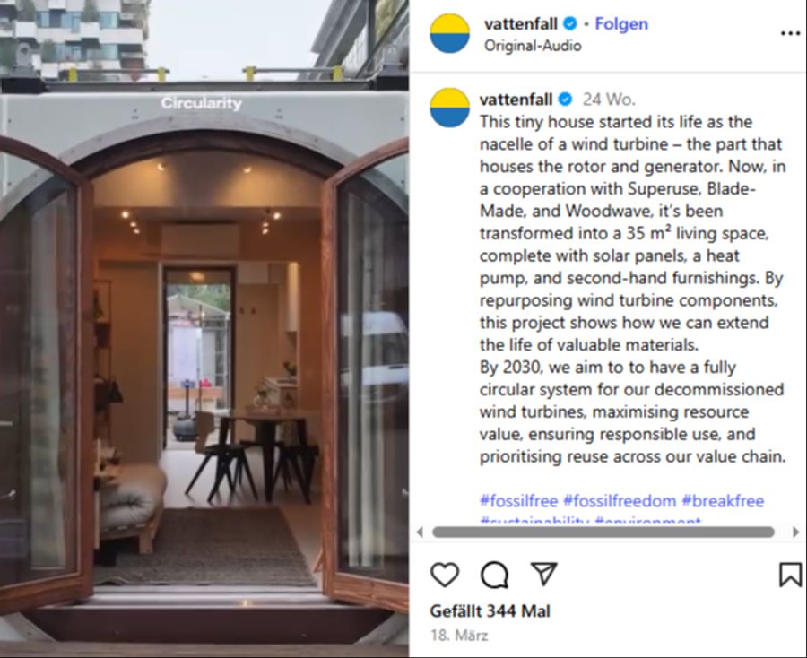 Ein Unternehmen baut Tiny Houses aus alten Windturbinen.