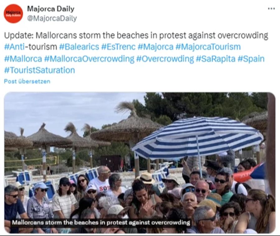 Auf Mallorca wird weiterhin protestiert, jetzt mit Strandbesetzungen.