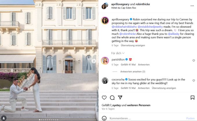 Robin Thicke bat in Cannes erneut um die Hand von April Love Geary. robin thicke april love geary